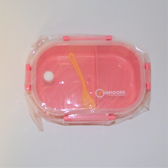 New Pink bento box with spoon lunch box - Picture 1 of 4